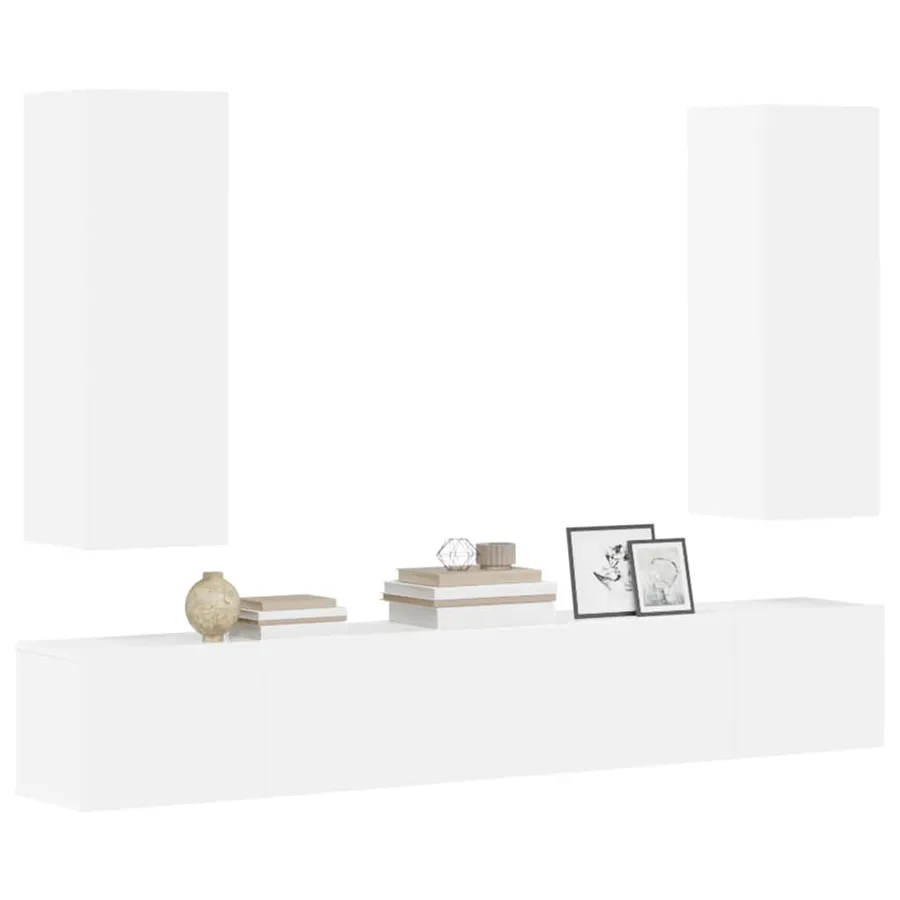 Ensemble de meubles TV 5 pcs Blanc Bois d'ingénierie - 9