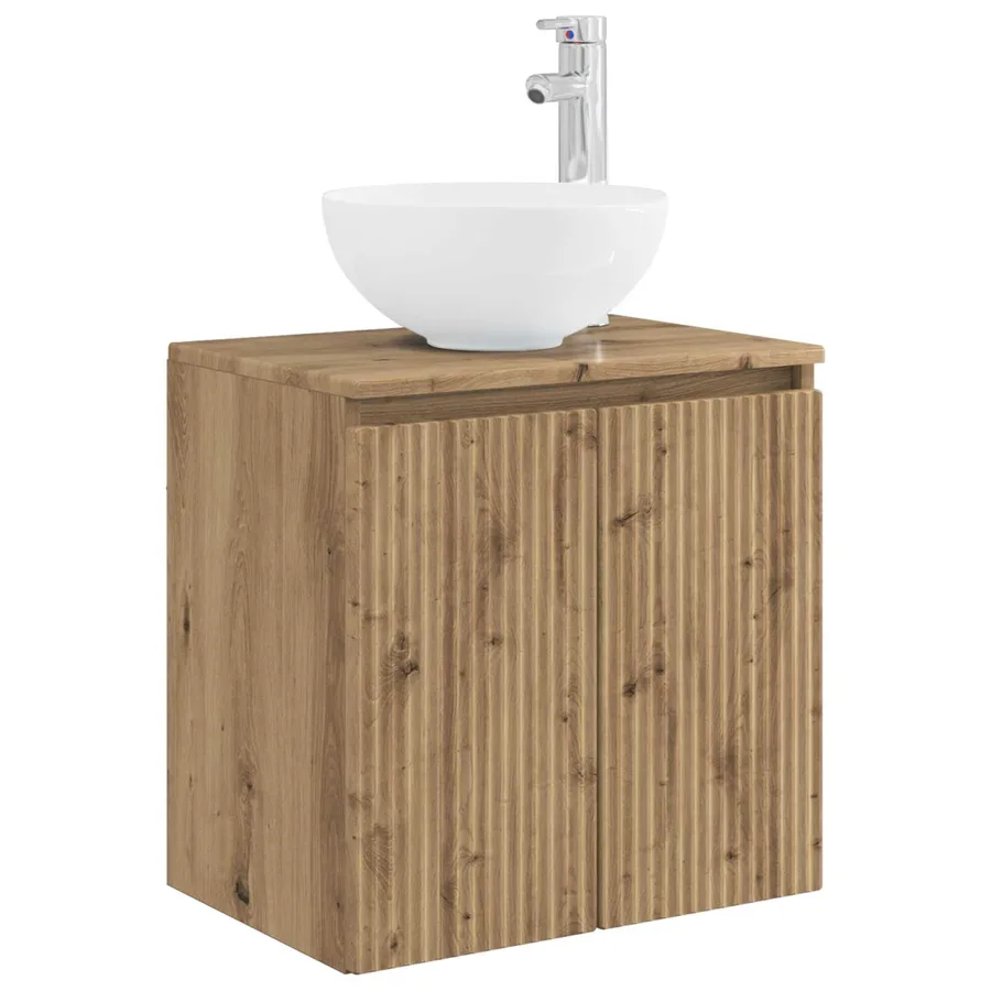 Vanité de lavabo mural Chêne artisanal 49,5 x 35 x 63 cm - 2