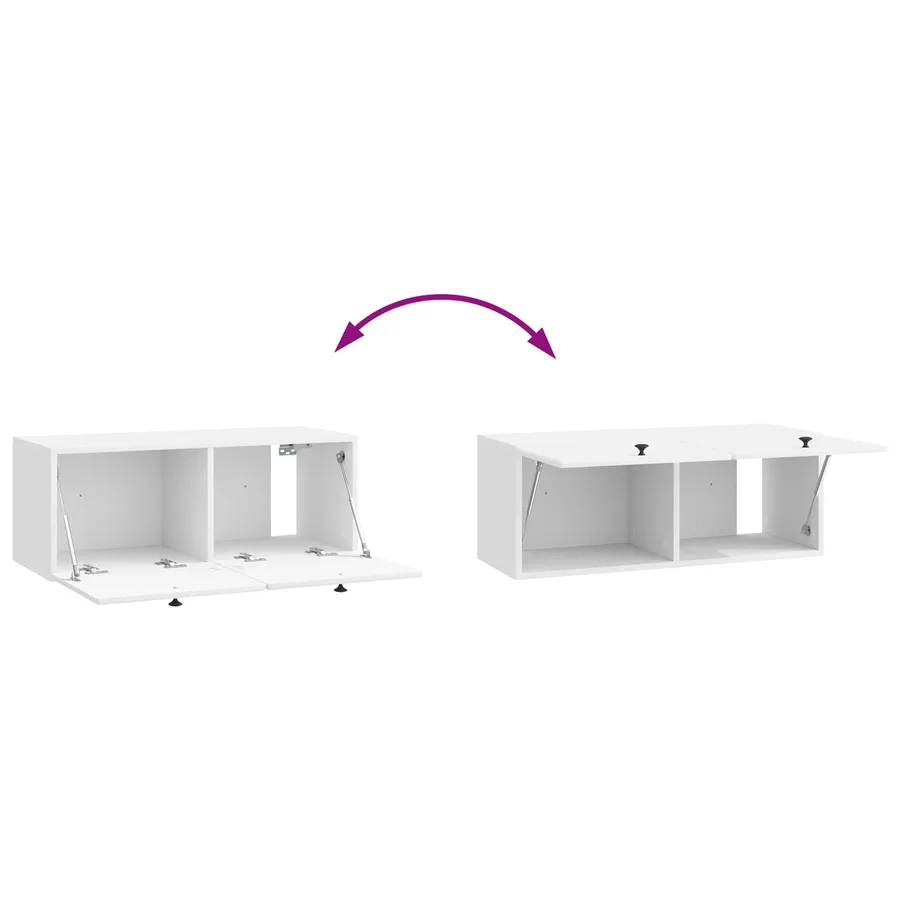 Meuble TV mural 78,5 x 31 x 30 cm Blanc brillant - 10