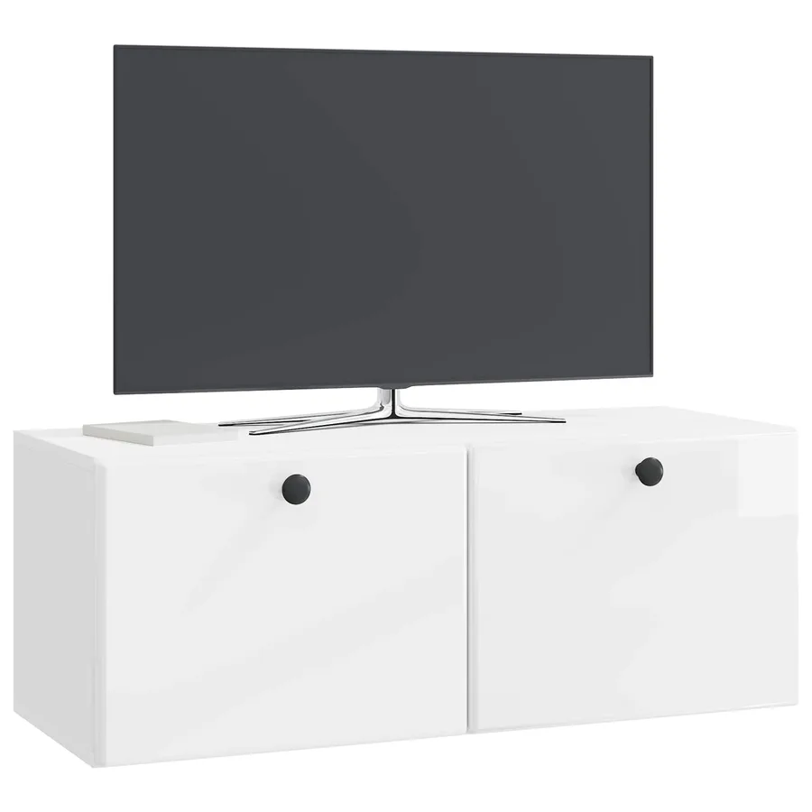 Meuble TV mural 78,5 x 31 x 30 cm Blanc brillant - 3