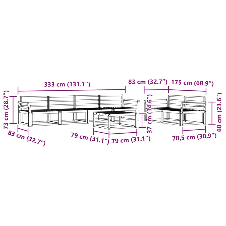 Ensemble de canapés d'extérieur 7 pcs Naturel - 10