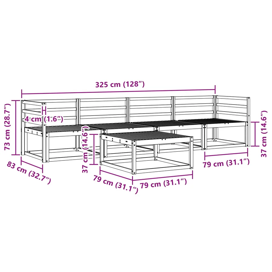 Ensemble de canapés d'extérieur 5 pcs Naturel - 8