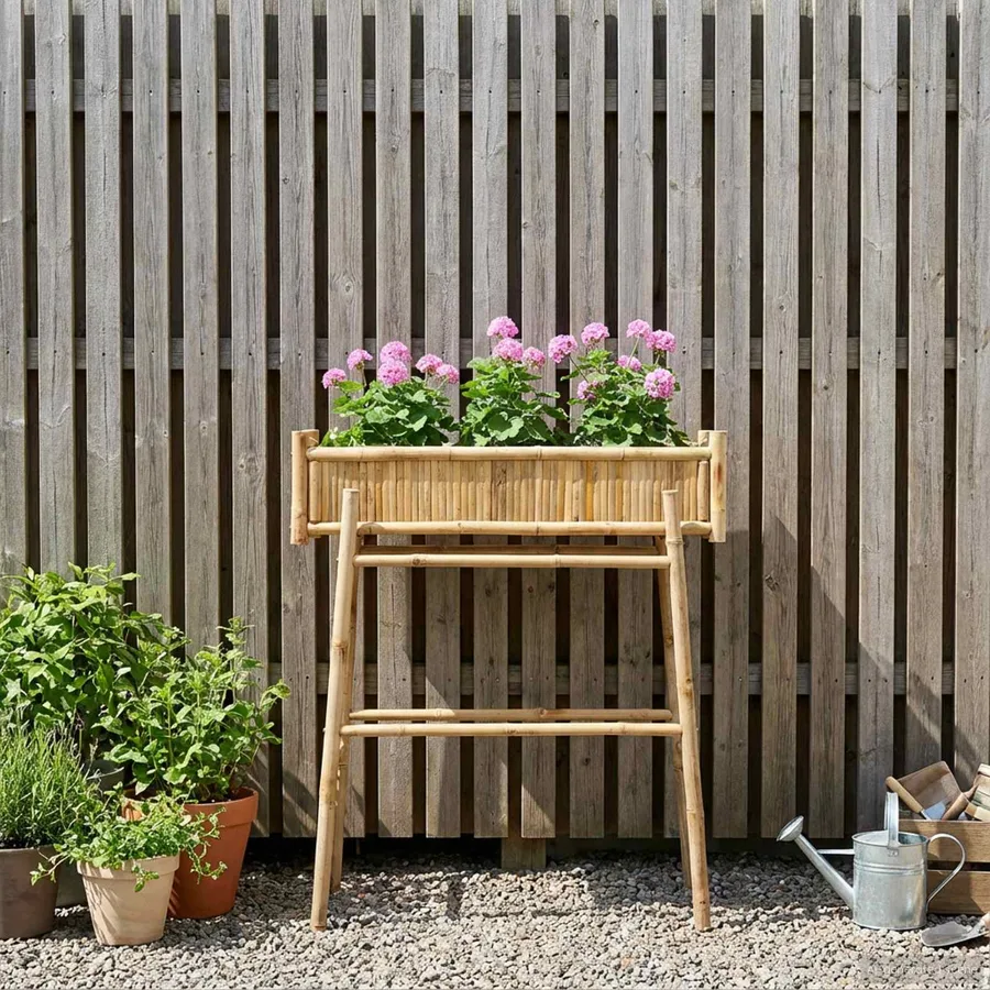 Jardinière avec support Naturel 100 x 38 x 114 cm Bambou - 3