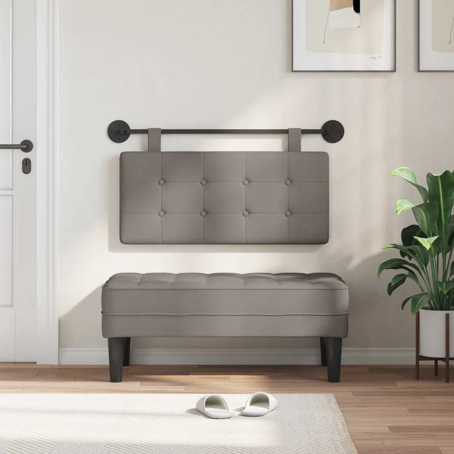 Tête de lit suspendue Taupe tissu - 3