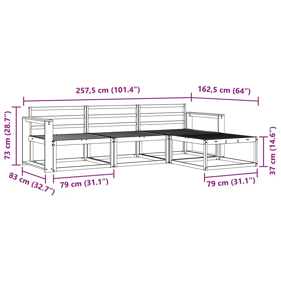 Ensemble de canapés d'extérieur 4 pcs Naturel - 8