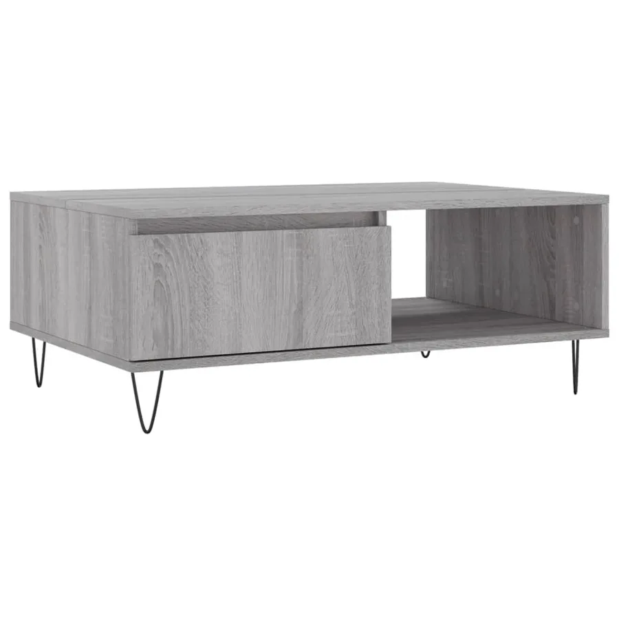 Table basse sonoma gris 90x60x35 cm bois d'ingénierie - 2