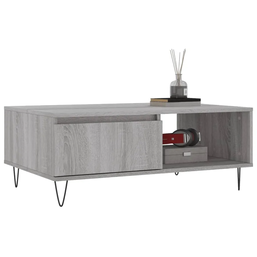 Table basse sonoma gris 90x60x35 cm bois d'ingénierie - 3