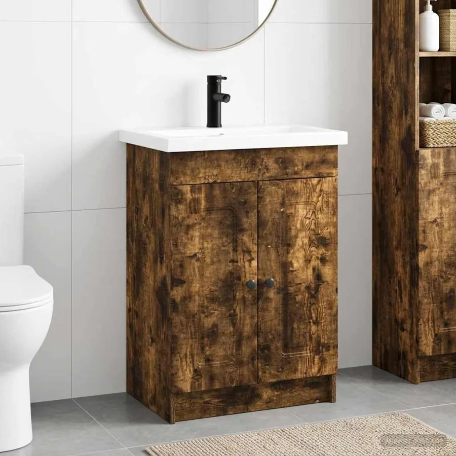 Ensemble de mobilier de salle de bain Chêne fumé