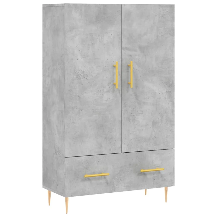 Buffet haut gris béton 69,5x31x115 cm bois d'ingénierie - 2