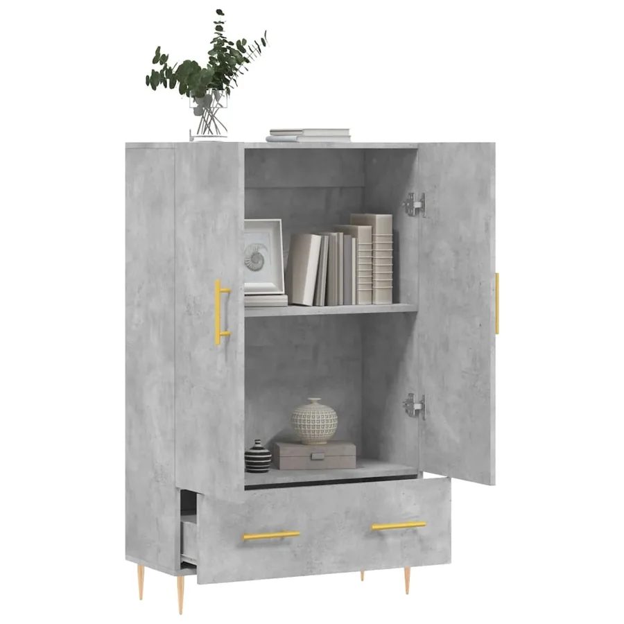 Buffet haut gris béton 69,5x31x115 cm bois d'ingénierie - 4