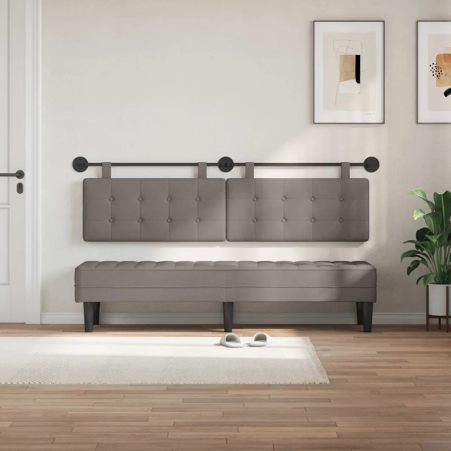 Tête de lit suspendue Taupe Tissu - 3