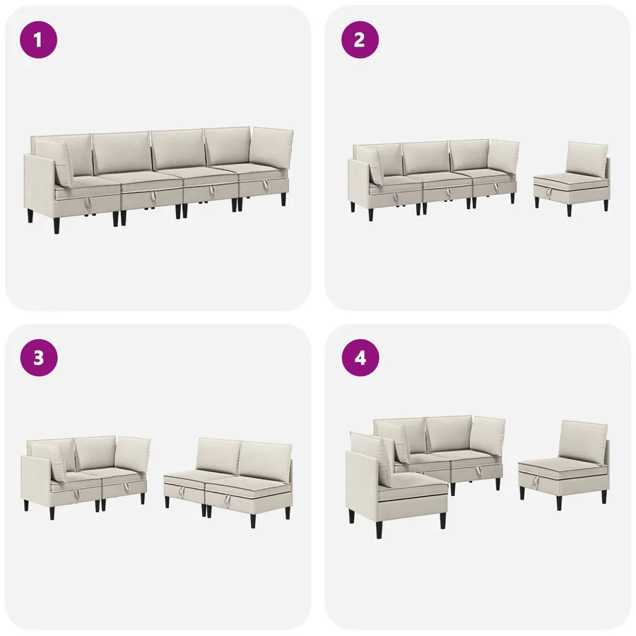Ensemble de meubles pour le salon 4 pcs Avoine Tissu - 10