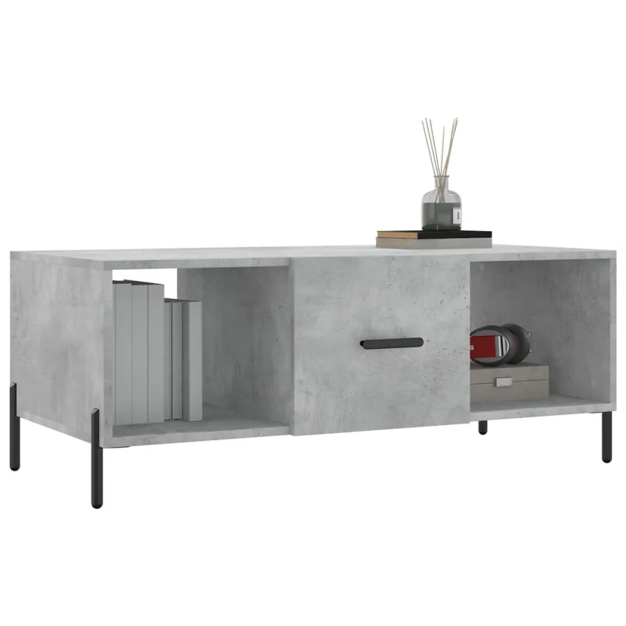 Table basse gris béton 102x50x40 cm bois d'ingénierie - 3