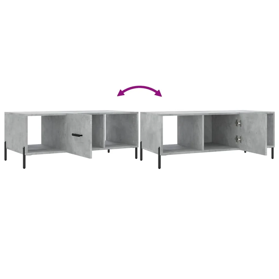 Table basse gris béton 102x50x40 cm bois d'ingénierie - 9