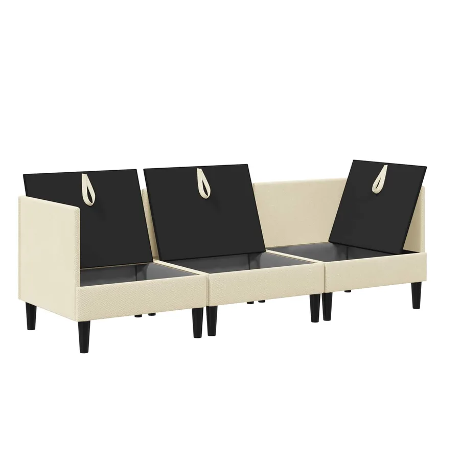 Ensemble de meubles pour le salon 3 pcs Crème Tissu - 6