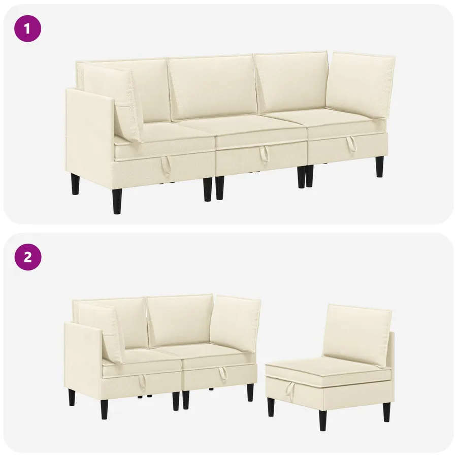 Ensemble de meubles pour le salon 3 pcs Crème Tissu - 8