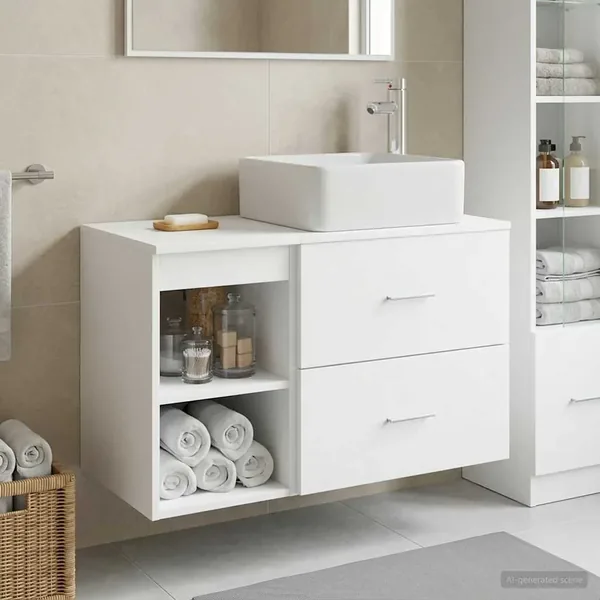 Ensemble de mobilier de salle de bain 2 pcs Blanc