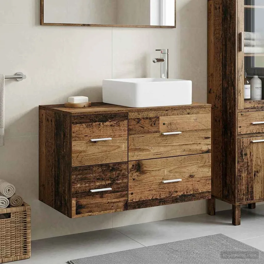 Ensemble de mobilier de salle de bain 2 pcs Bois ancien