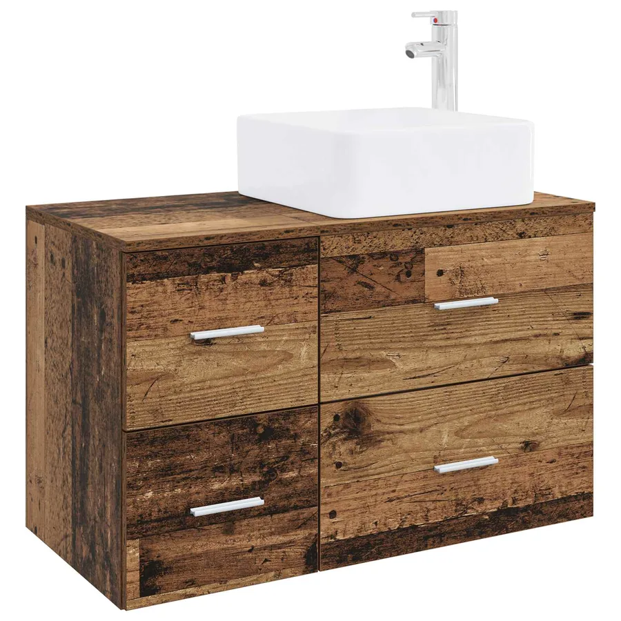 Ensemble de mobilier de salle de bain 2 pcs Bois ancien - 2