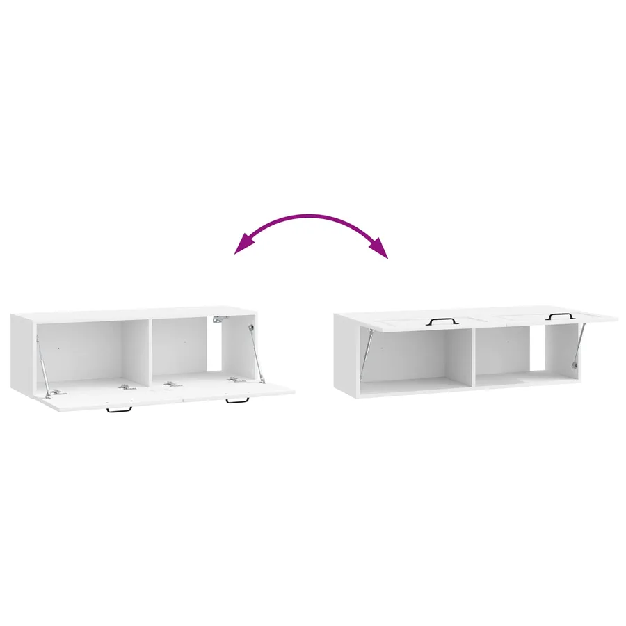 Meuble TV mural Montage mural Blanc brillant 98 x 31 x 30 cm - 10