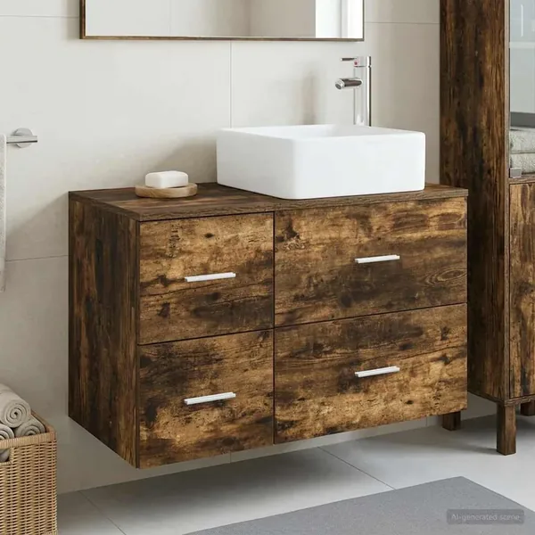 Ensemble de mobilier de salle de bain 2 pcs Chêne fumé