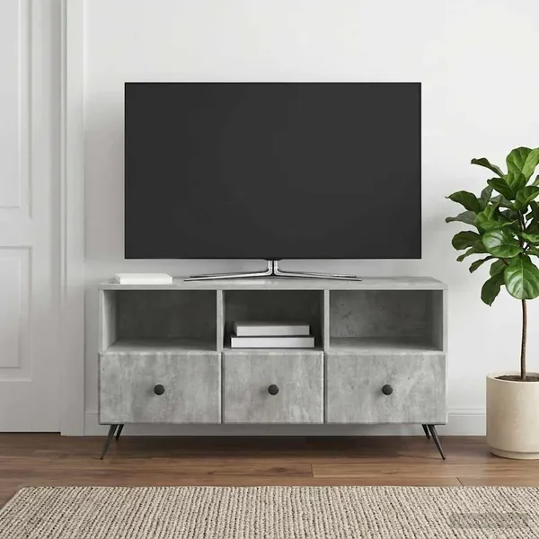 Meuble TV Gris béton 102 x 34,5 x 50 cm Bois d'ingénierie