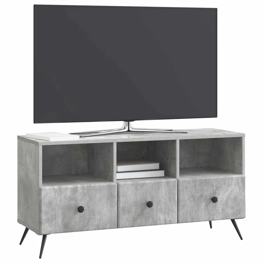Meuble TV Gris béton 102 x 34,5 x 50 cm Bois d'ingénierie - 3
