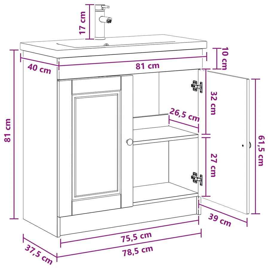 Ensemble de mobilier de salle de bain Chêne artisanal - 12