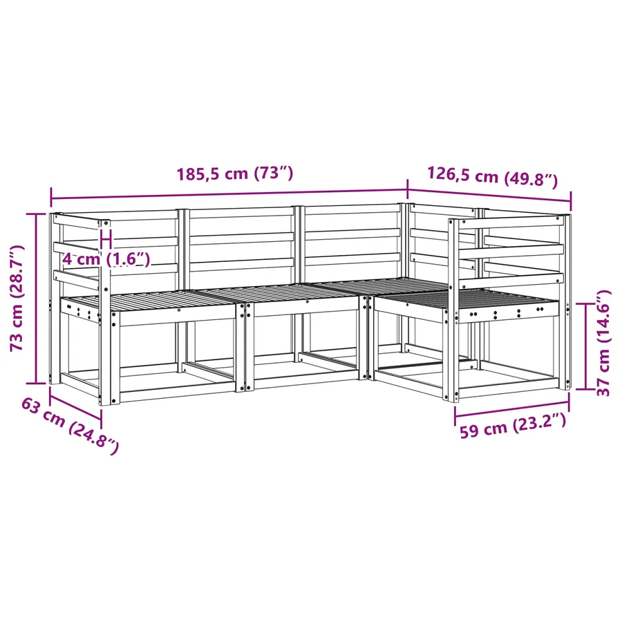 Ensemble de canapés d'extérieur 4 pcs Naturel - 9