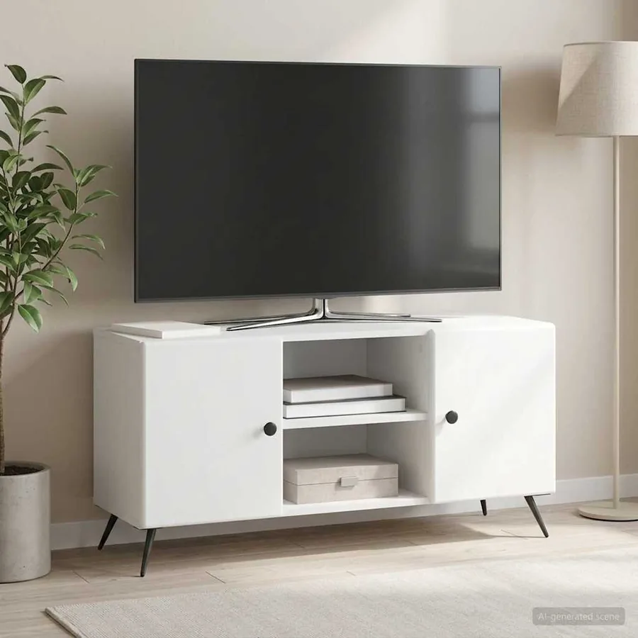 Meuble TV Blanc 102 x 34,5 x 50 cm Bois d'ingénierie