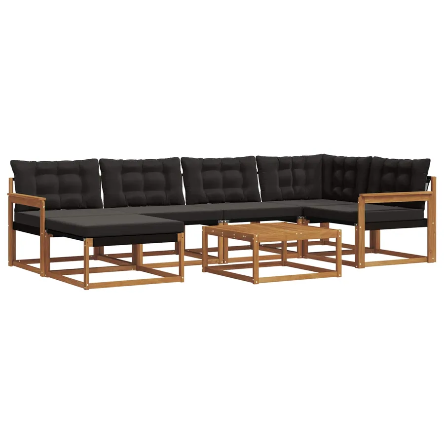 Ensemble de canapés d'extérieur 19 pcs Naturel et Noir - 2