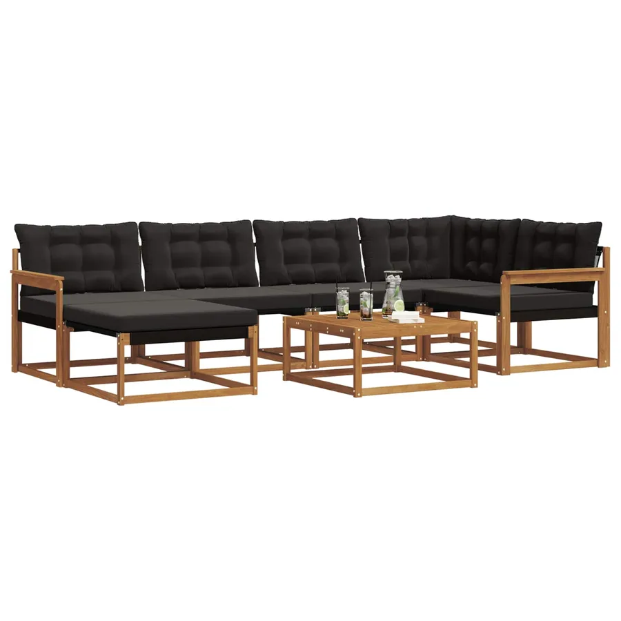 Ensemble de canapés d'extérieur 19 pcs Naturel et Noir - 3
