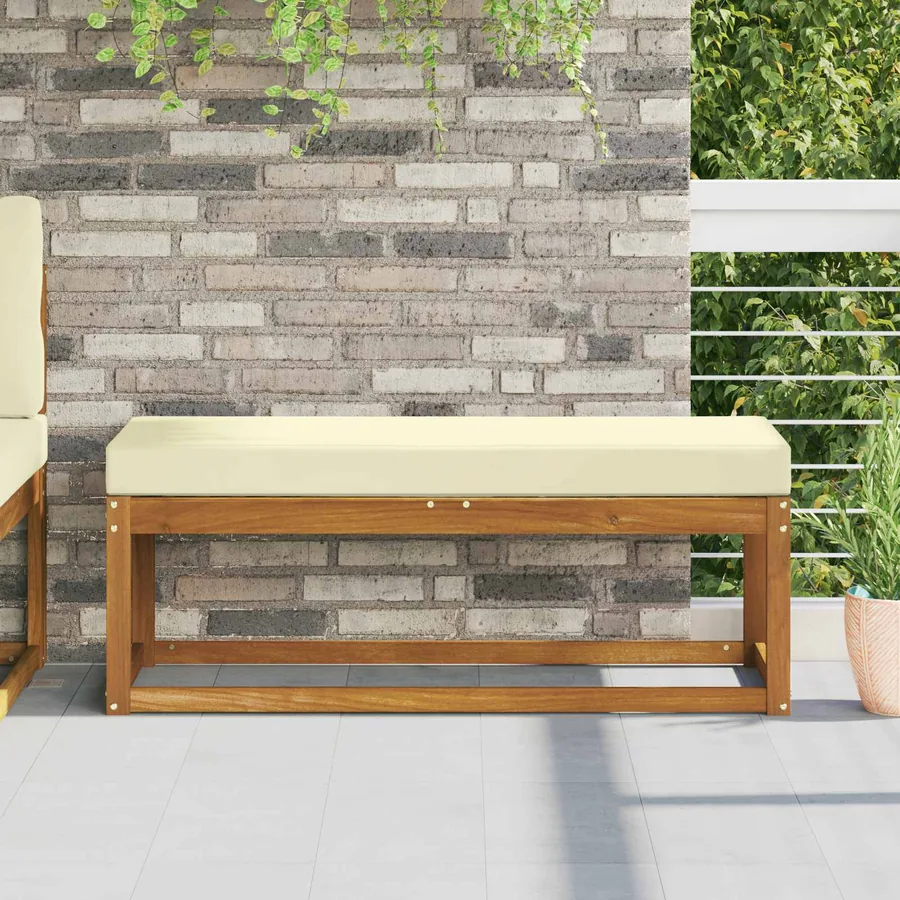 Coussin de Siège d'Extérieur Crème 115 x 40 x 8 cm