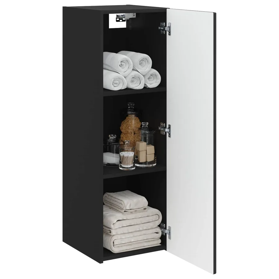 Cabinet de Salle de Bain Mural Noir 33 x 34,5 x 60 cm - 3