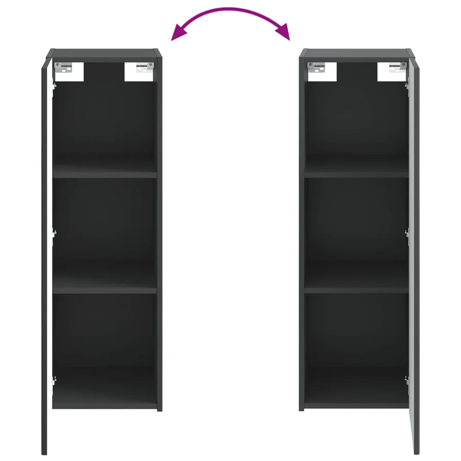 Cabinet de Salle de Bain Mural Noir 33 x 34,5 x 60 cm - 7
