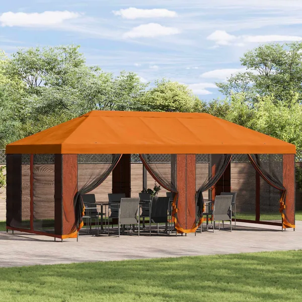Housse de tonnelle avec murs latéraux Orange 600,5 x 300,5 cm