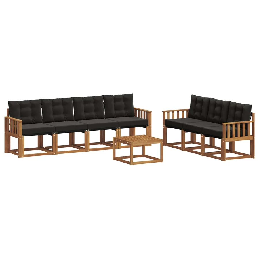 Ensemble de canapés d'extérieur 8 pcs Naturel et Noir - 2