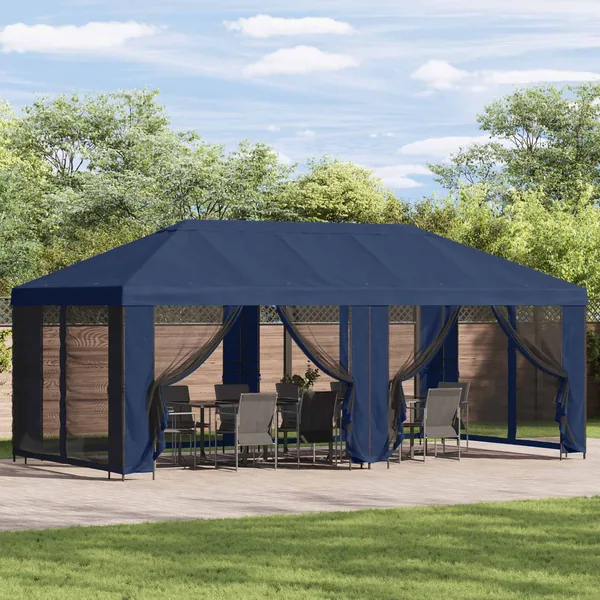 Housse de tonnelle avec murs latéraux Bleu 600,5 x 300,5 cm