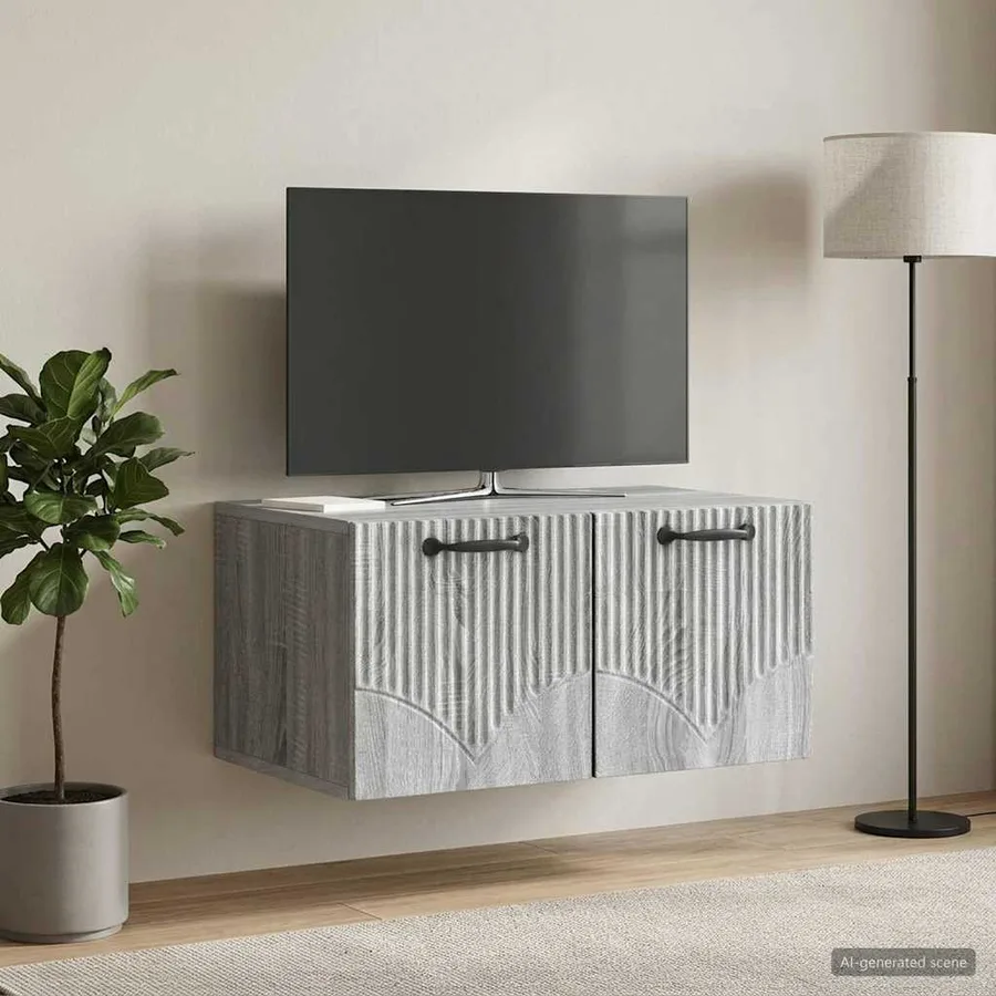 Meuble TV mural Sonoma gris 59,5 x 41 x 30 cm Bois d'ingénierie - 4