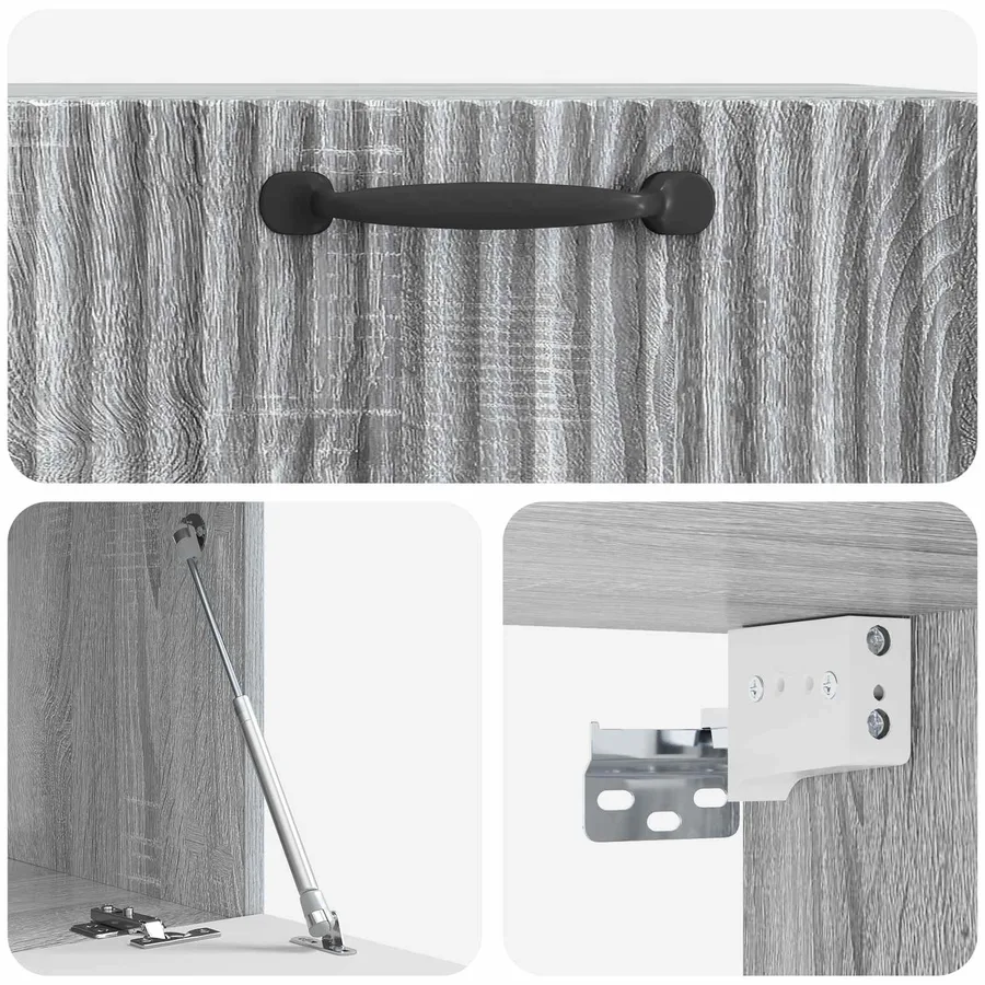 Meuble TV mural Sonoma gris 59,5 x 41 x 30 cm Bois d'ingénierie - 9