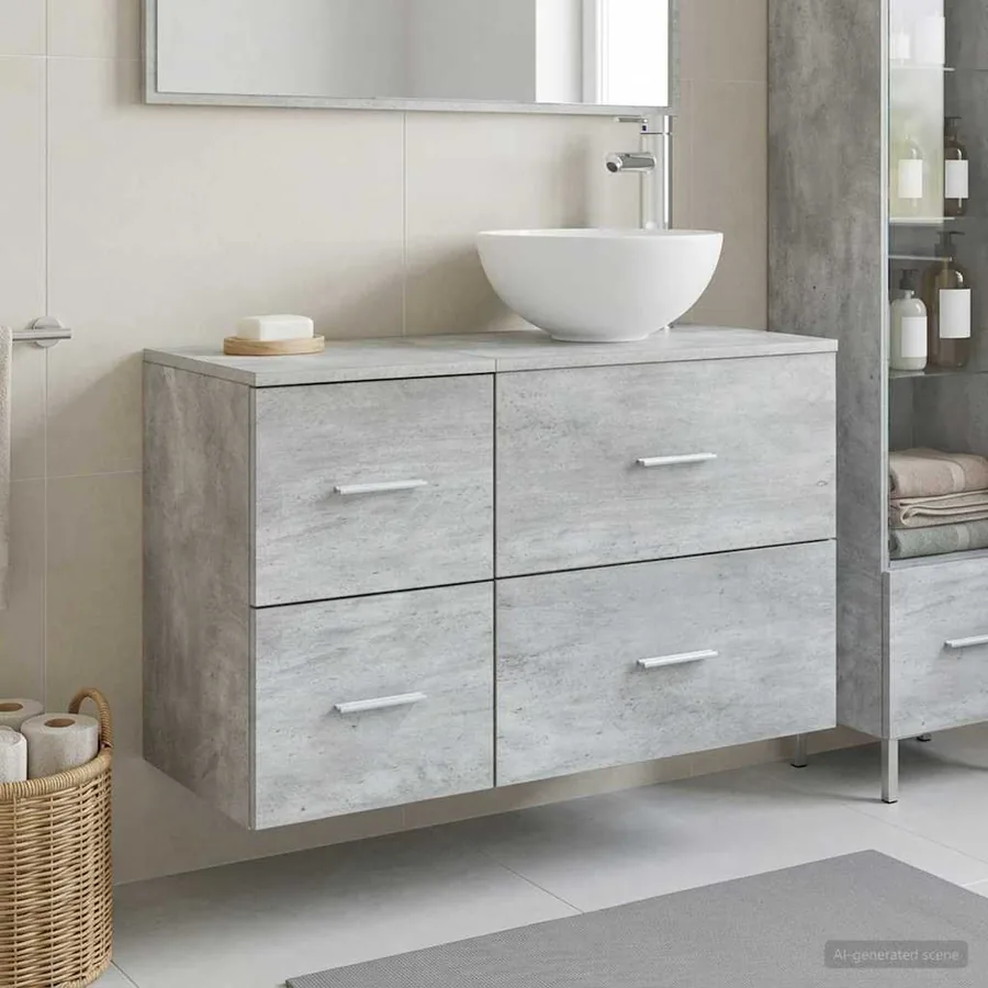 Ensemble de mobilier de salle de bain 2 pcs Gris béton