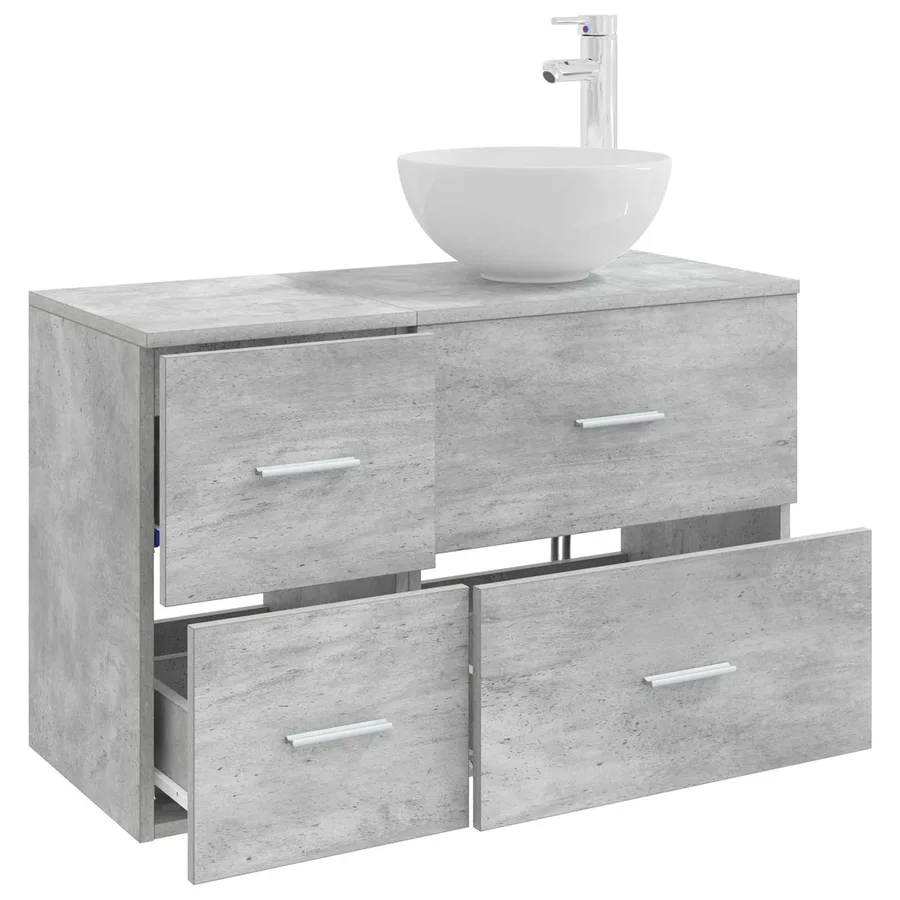 Ensemble de mobilier de salle de bain 2 pcs Gris béton - 3