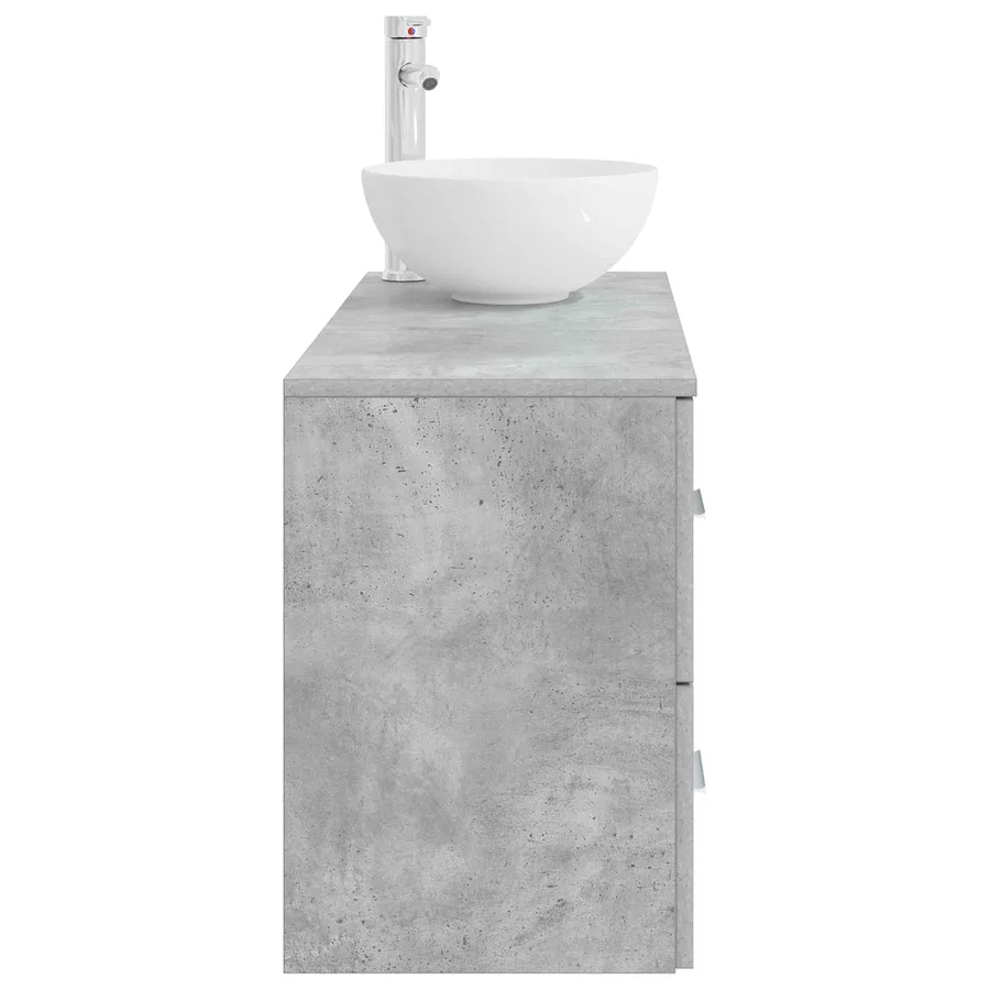 Ensemble de mobilier de salle de bain 2 pcs Gris béton - 4