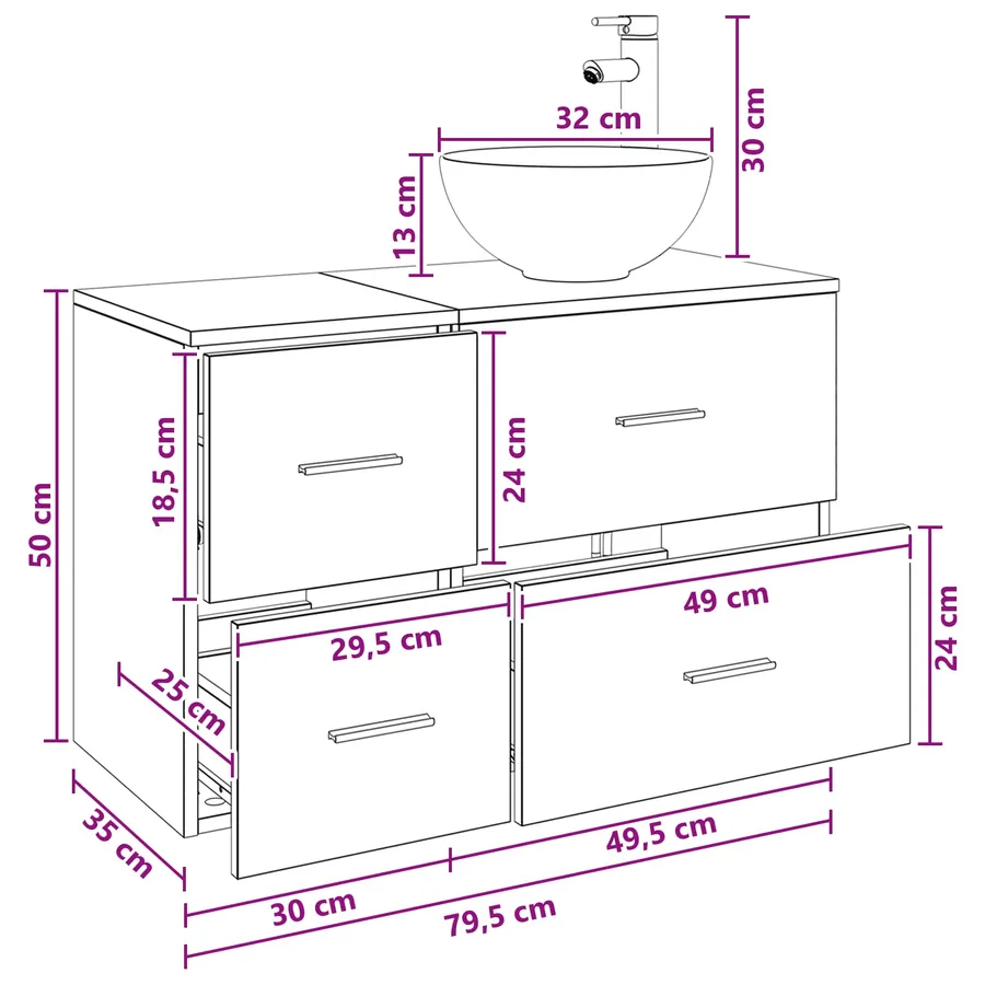 Ensemble de mobilier de salle de bain 2 pcs Gris béton - 8