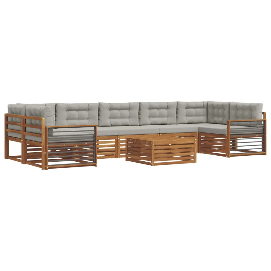 Ensemble de canapés d'extérieur 8 pcs Gris Naturel et Clair - 2