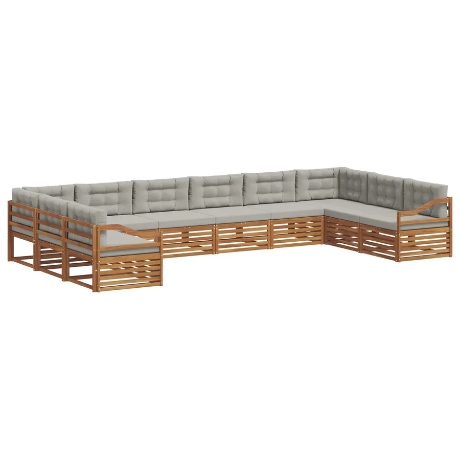 Ensembles de canapés avec coussin 10 pcs Gris Naturel et Clair - 2