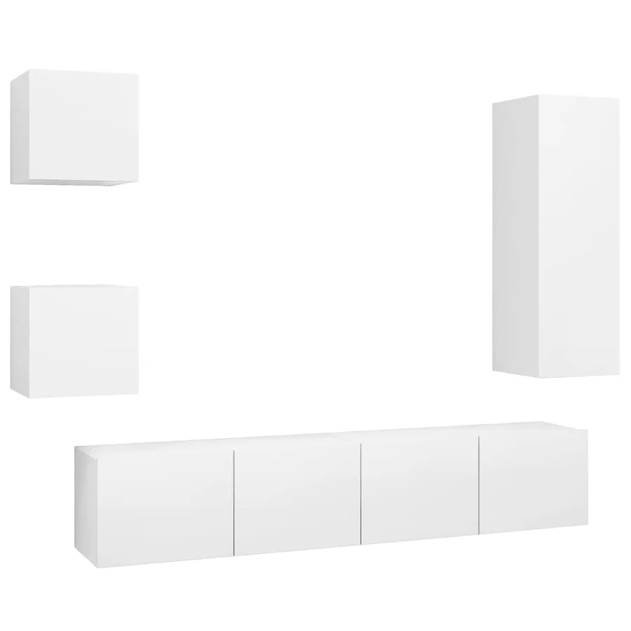 Ensemble de meubles TV 5 pcs Blanc Bois d'ingénierie - 2