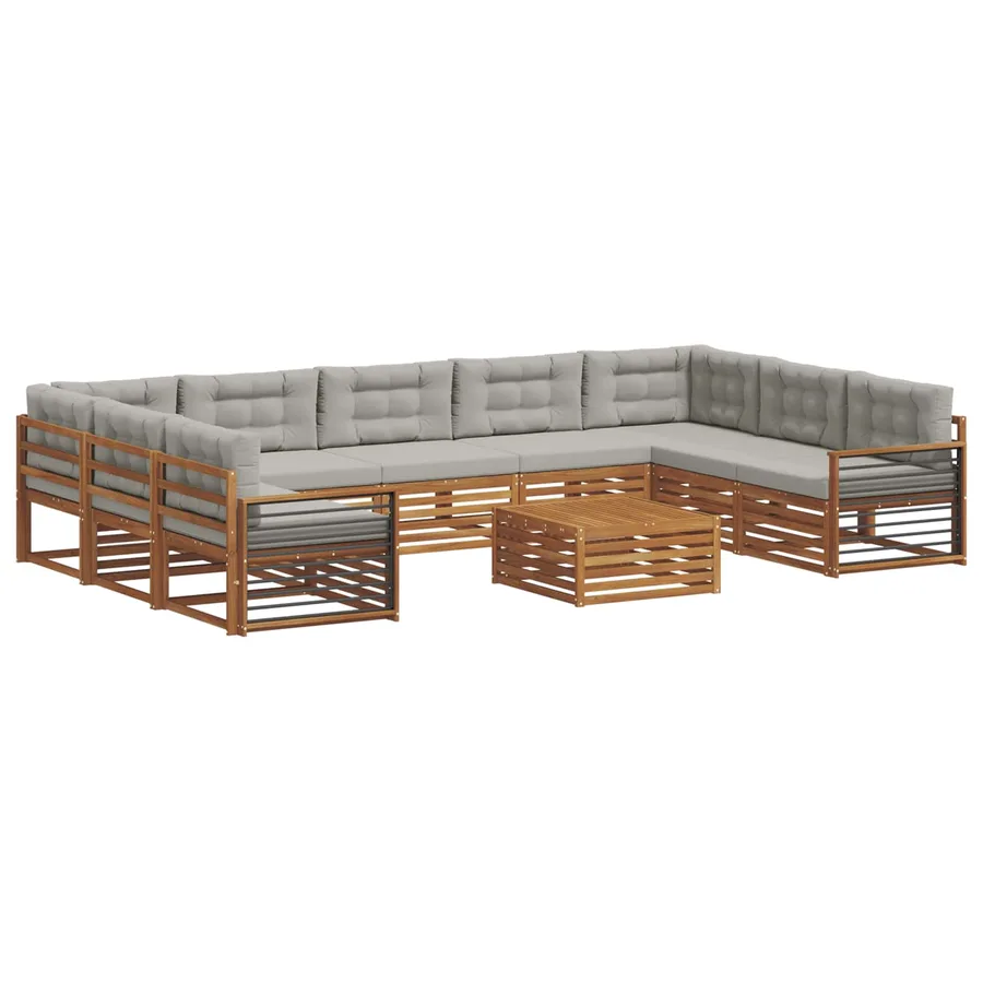Ensemble de canapés d'extérieur 10 pcs Gris Naturel et Clair - 2