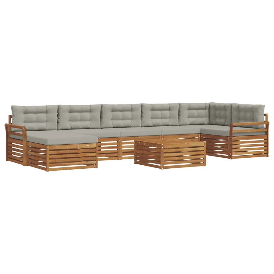 Ensemble de canapés d'extérieur 8 pcs Gris Naturel et Clair - 2