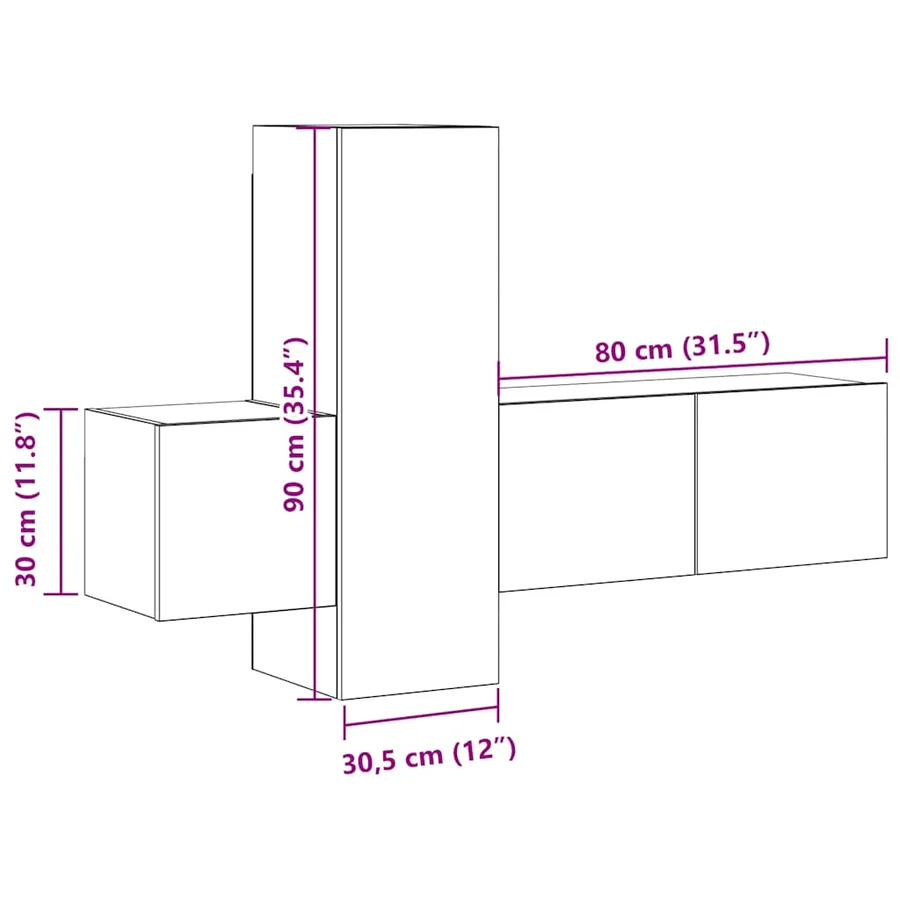 Ensemble de meubles TV 3 pcs Blanc Bois d'ingénierie - 18
